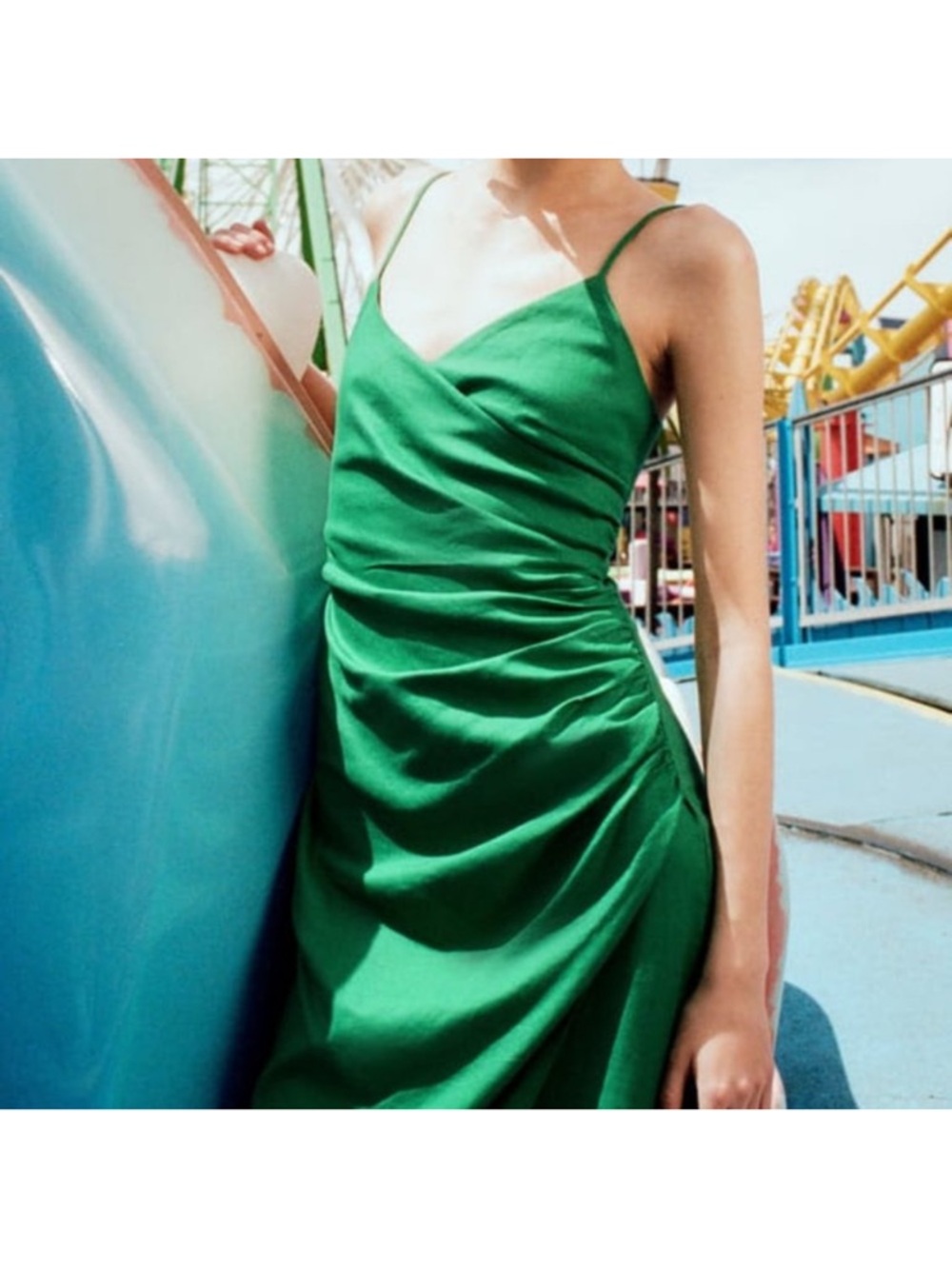 ISO: Searching for: Zara Emerald Green Linen Midi Dress